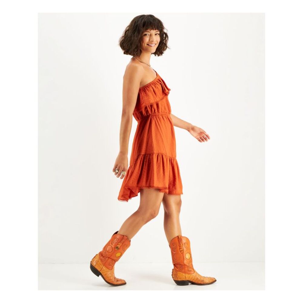 BAR III DRESSES Womens Orange Lined Pullover Cap Sleeve Fit + Flare Dress M - Picture 3 of 4